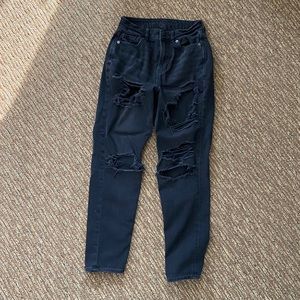American Eagle Ripped Black Mom Jeans